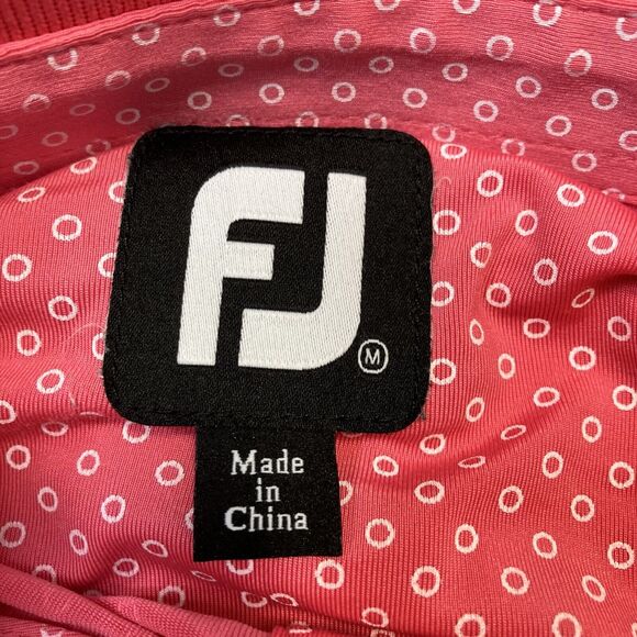 FJ FootJoy Pink White Circle Dot Golf Mens Short Sleeve Polo Shirt Medium - Picture 4 of 8